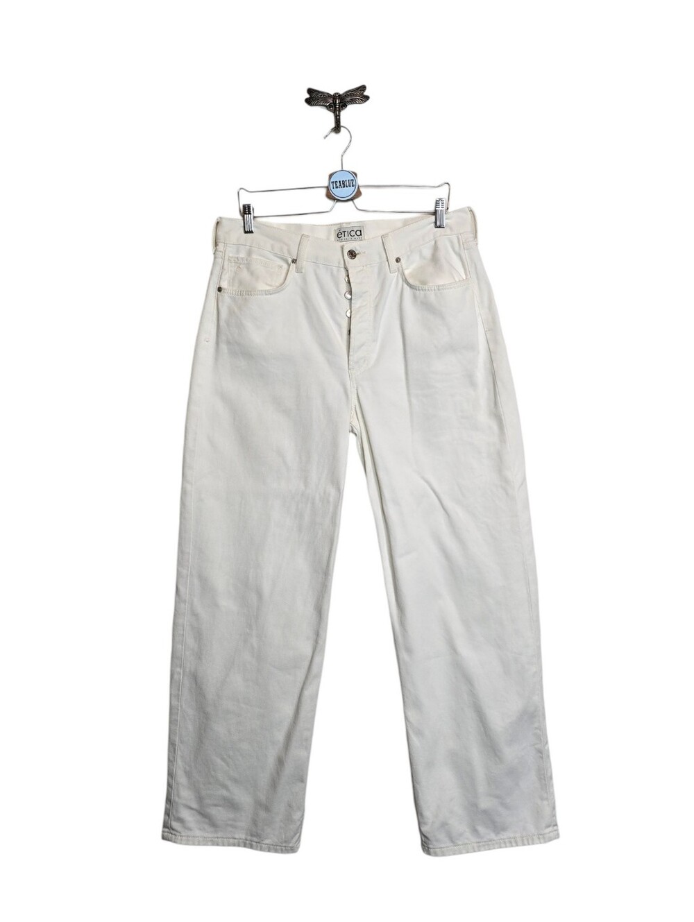 ÉTICA Stanton Relaxed Wide Leg Jeans 31 Natural White Organic Cotton Tall - Picture 2 of 15